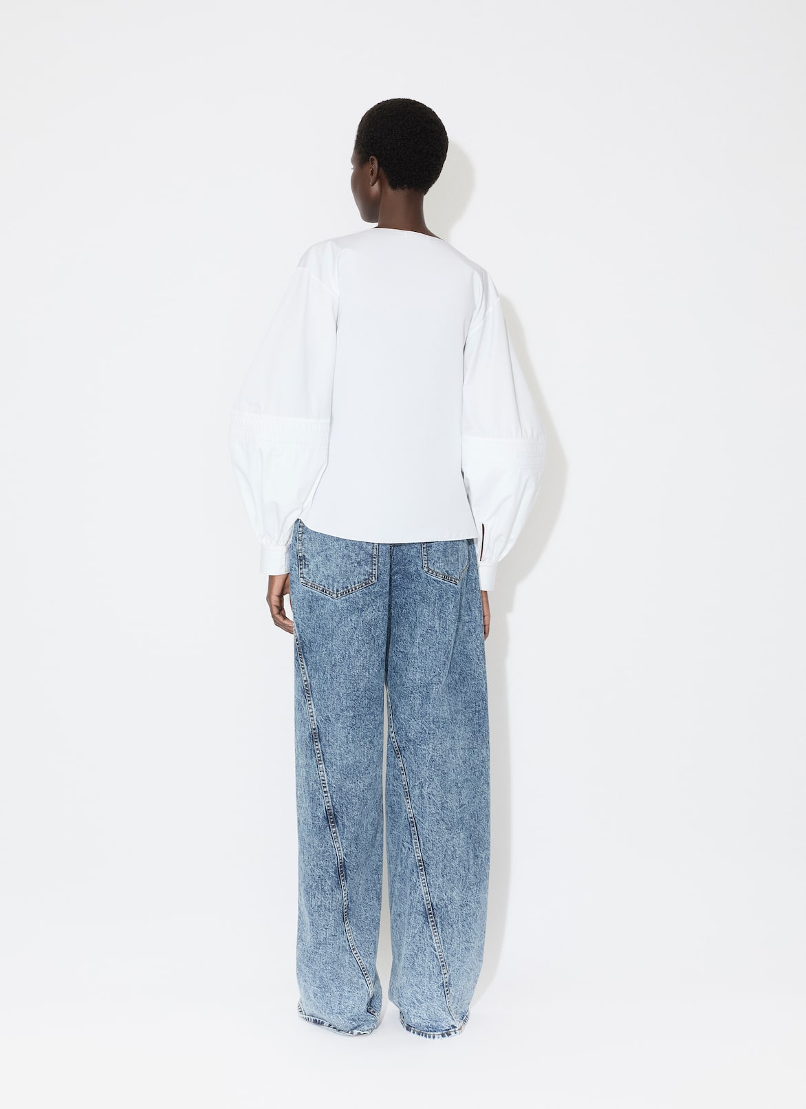 POPLIN BALLOON BLOUSE ALAÏA WHITE POPLIN BALLOON BLOUSE